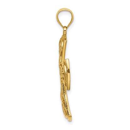 14K Gelbgold Filigran-Kreuz-Charm