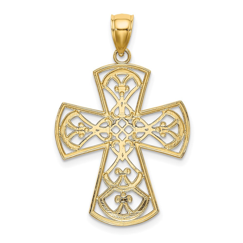 14K Gelbgold Filigran-Kreuz-Charm