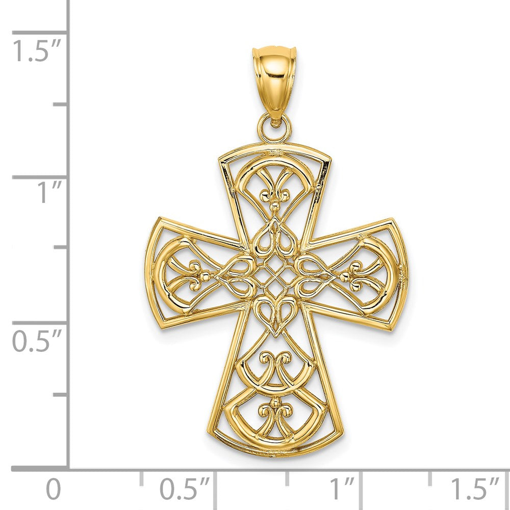 14K Gelbgold Filigran-Kreuz-Charm