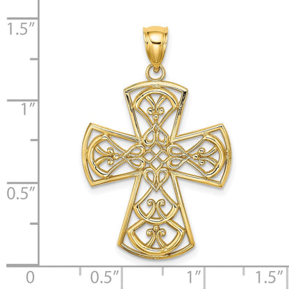 14K Gelbgold Filigran-Kreuz-Charm