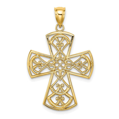 14K Gelbgold Filigran-Kreuz-Charm