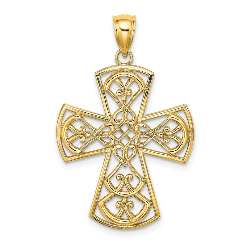 14K Gelbgold Filigran-Kreuz-Charm