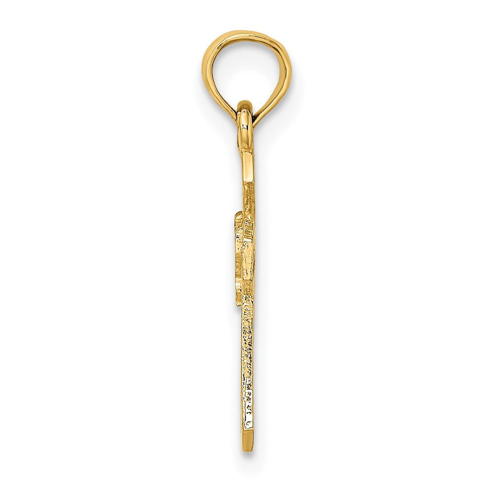 14K Gelbgold Ausgeschnitten Kreuz mit Taube Charm