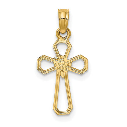 14K Gelbgold Ausgeschnitten Kreuz mit Taube Charm