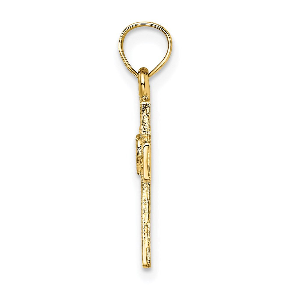 14K Gelbgold Ausgeschnitten Kreuz mit Herz Charm