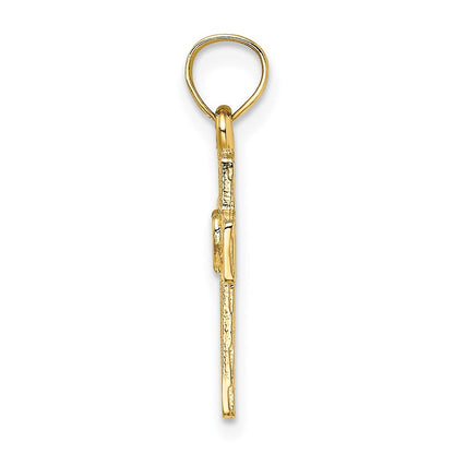 14K Gelbgold Ausgeschnitten Kreuz mit Herz Charm