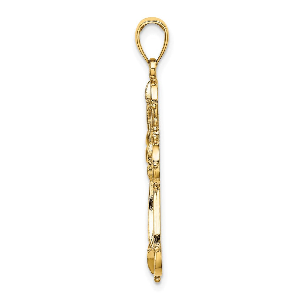 14K Gelbgold Kreuz-Charm mit Ausschnitten, Fantasie-Design