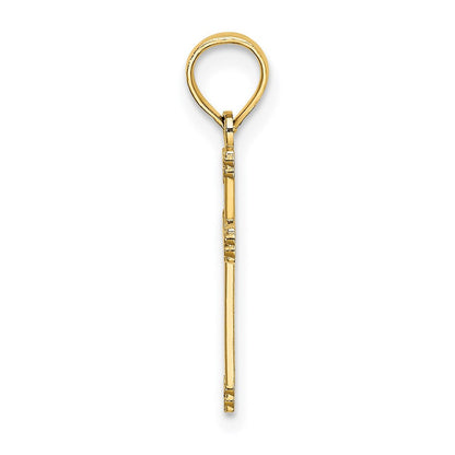 14K Gelbgold Strukturiert mit Mittig Herz Klein Kreuz Charm