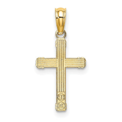 14K Gelbgold Strukturiert mit Mittig Herz Klein Kreuz Charm