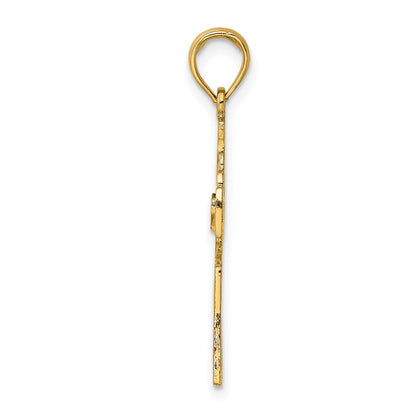 14K Gelbgold Claddagh Kreuz Charm