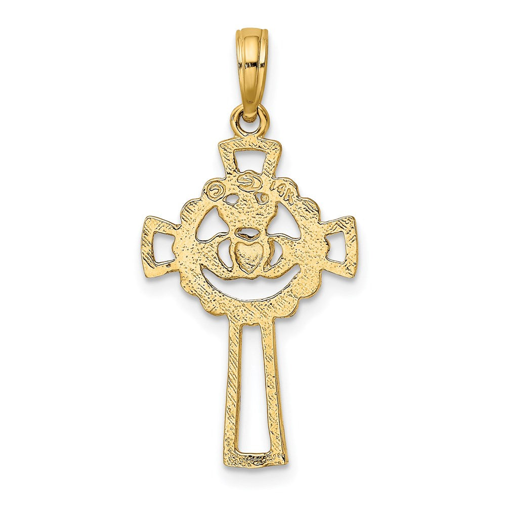 14K Gelbgold Claddagh Kreuz Charm