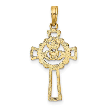 14K Gelbgold Claddagh Kreuz Charm