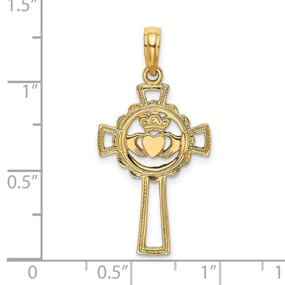14K Gelbgold Claddagh Kreuz Charm