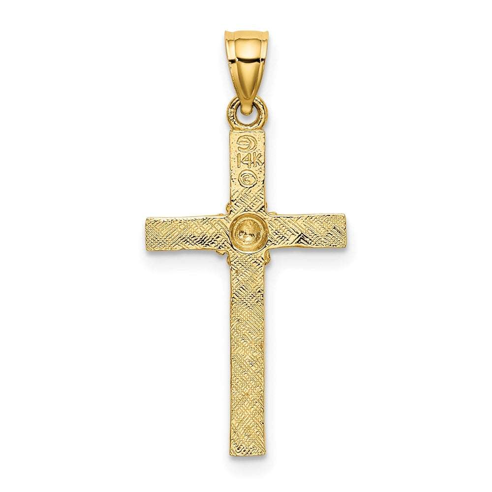 14K Gelbgold Kreuz mit Blume Charm
