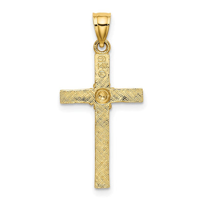 14K Gelbgold Kreuz mit Blume Charm