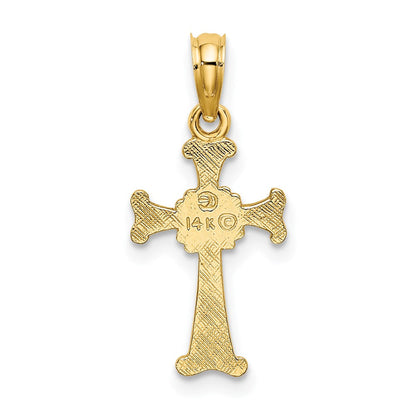 14K Gelbgold 4-leaf Klee Kreuz Charm