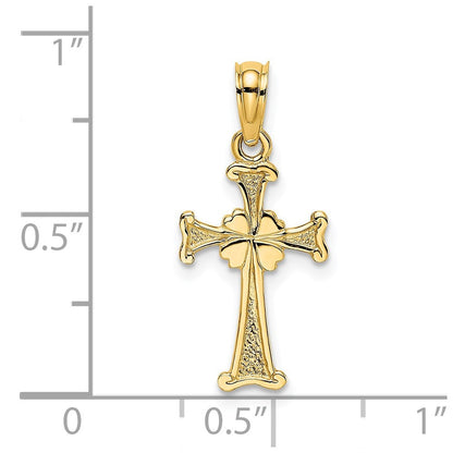 14K Gelbgold 4-leaf Klee Kreuz Charm