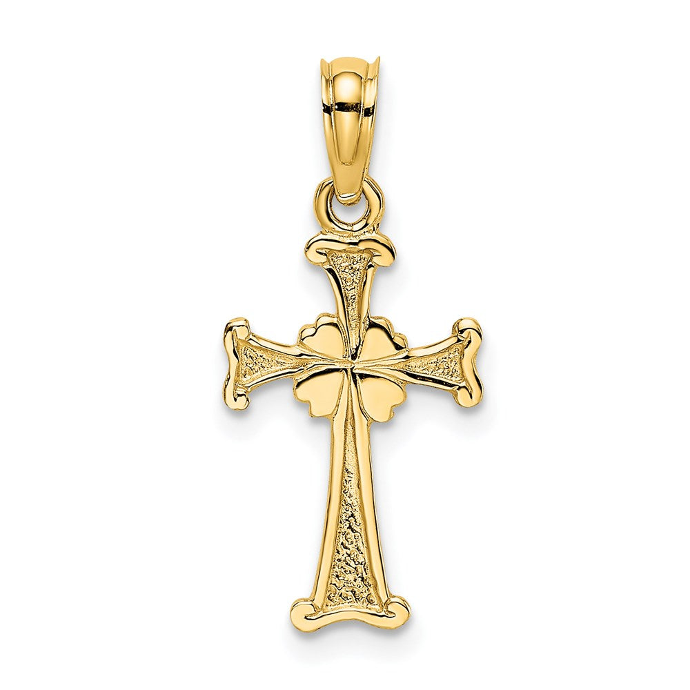 14K Gelbgold 4-leaf Klee Kreuz Charm