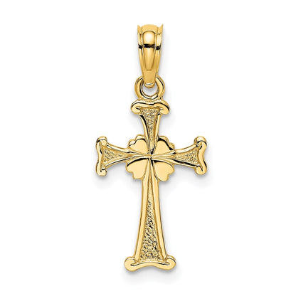 14K Gelbgold 4-leaf Klee Kreuz Charm