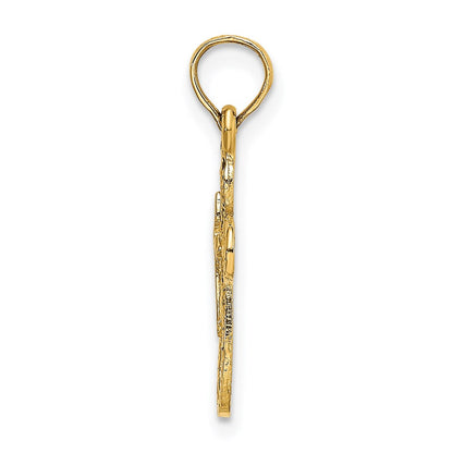 14K Gelbgold Ausgeschnitten Kreuz mit Klein Interior Charm