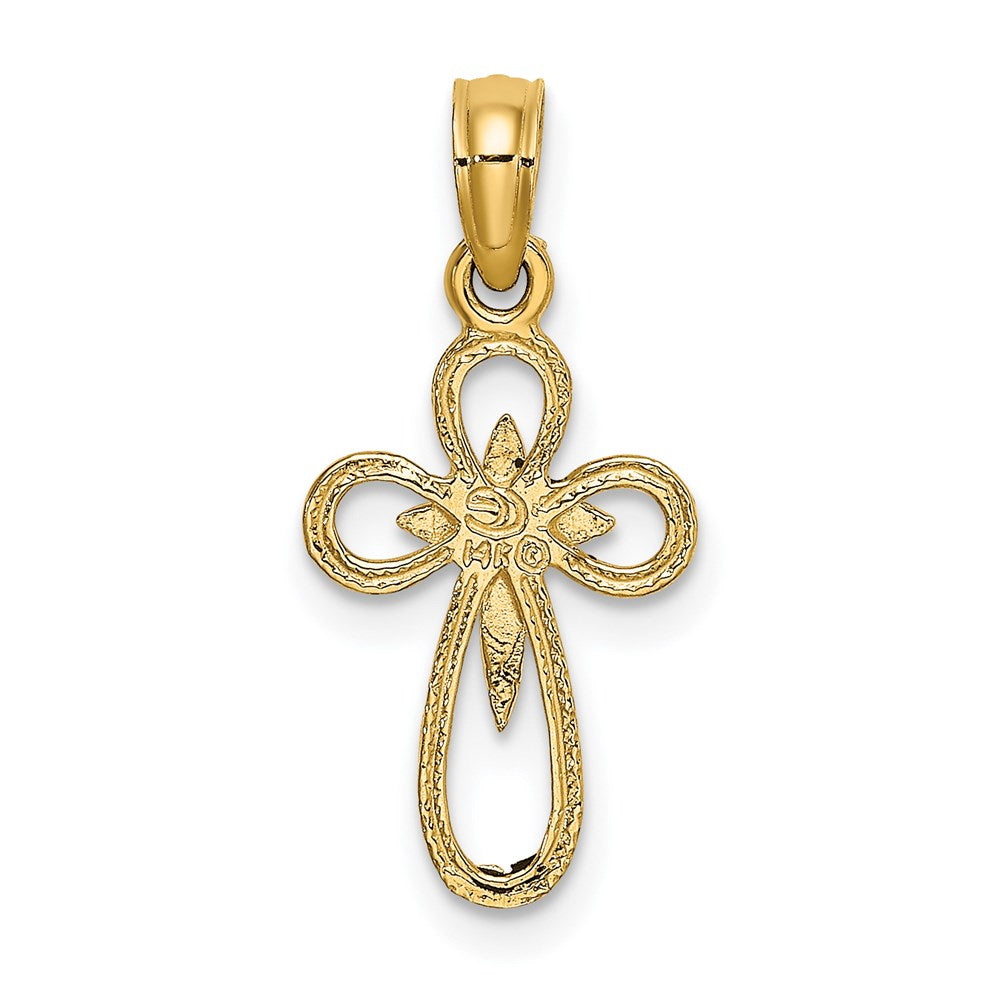 14K Gelbgold Ausgeschnitten Kreuz mit Klein Interior Charm