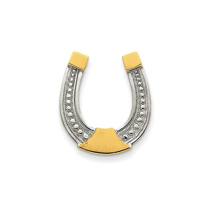 14K Gelb & Rhodium Gold & Rhodium Poliert Hufeisen Anhänger