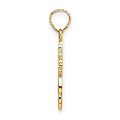 14K Gelbgold Massiv Poliert und Strukturiert Kreuz Charm