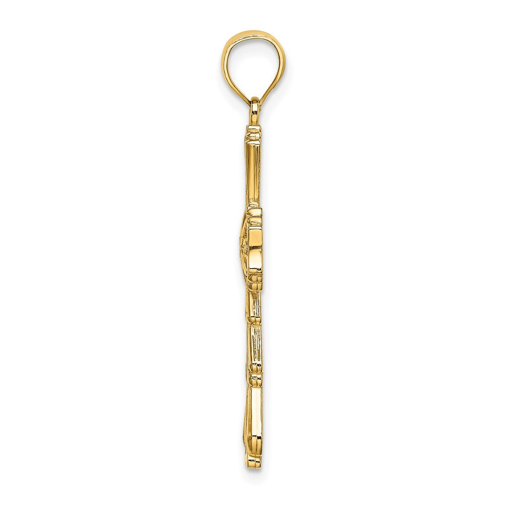 14K Gelbgold Ausgeschnittener Kreuz-Charm mit Tropfenseiten