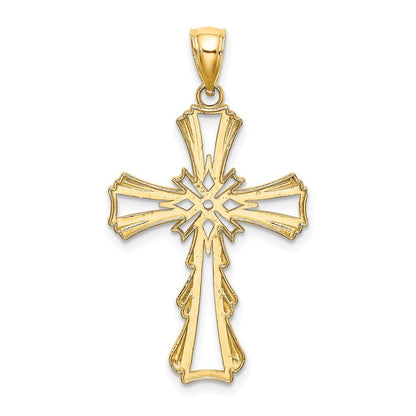 14K Gelbgold Ausgeschnittener Kreuz-Charm mit Tropfenseiten