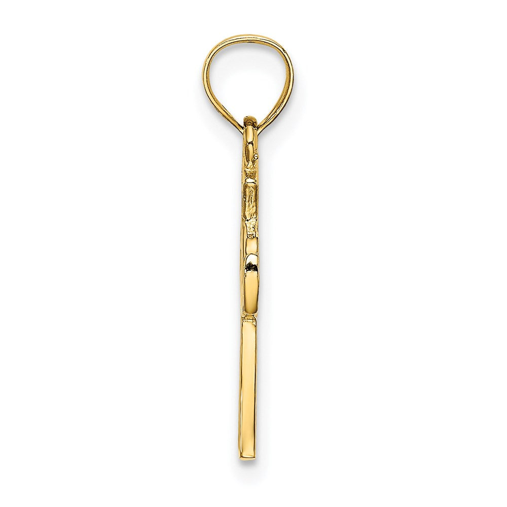 14K Gelbgold Massiv Kreuz mit Memoire Rings Charm