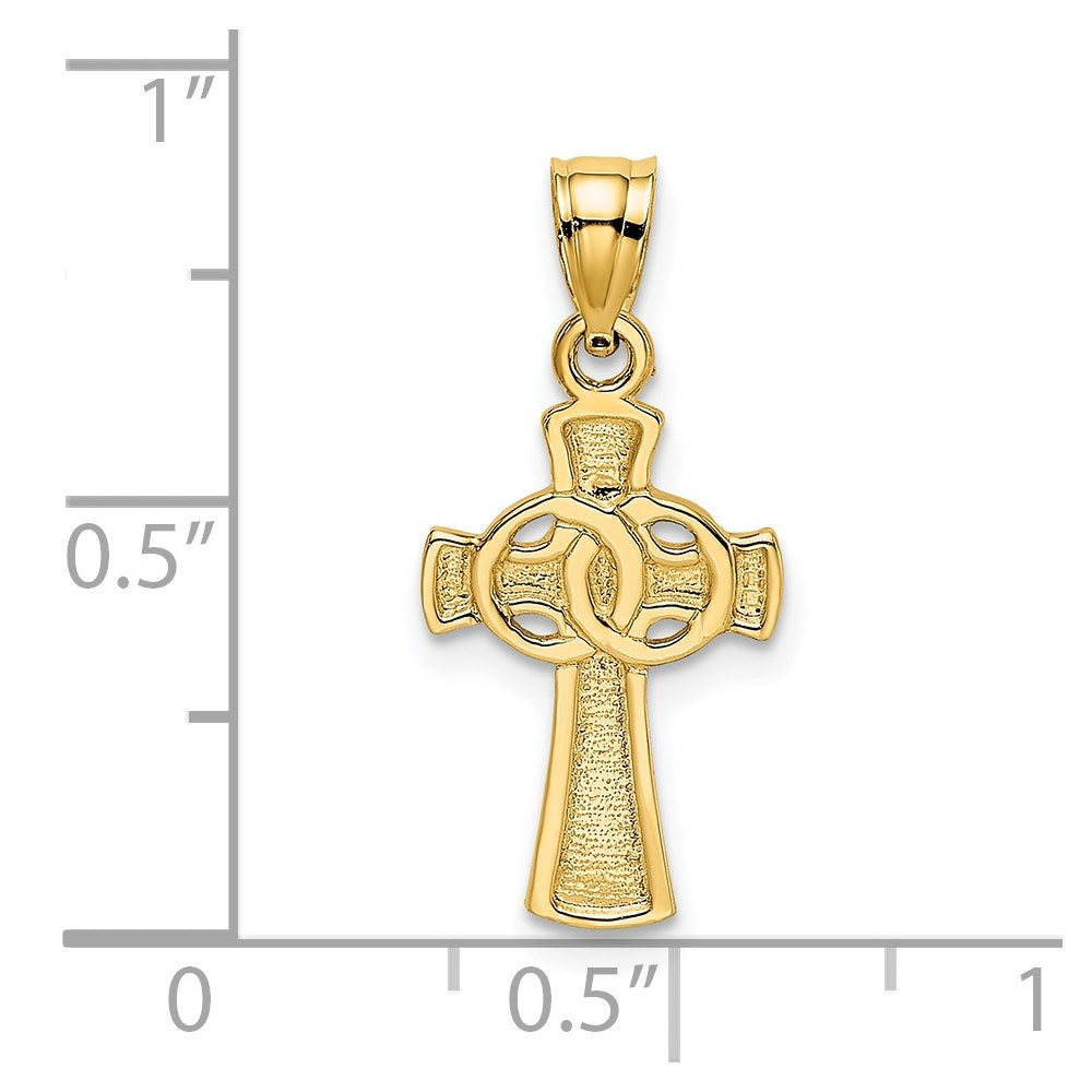 14K Gelbgold Massiv Kreuz mit Memoire Rings Charm