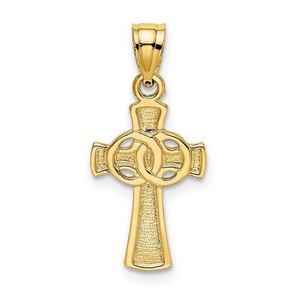 14K Gelbgold Massiv Kreuz mit Memoire Rings Charm