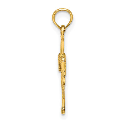 14K Gelbgold Kreuz mit Drape Charm