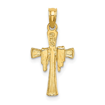 14K Gelbgold Kreuz mit Drape Charm
