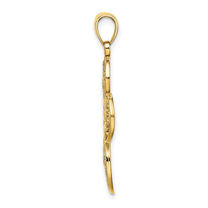 14K Gelbgold Filigran-Kreuz-Charm mit Ausschnitten und abgerundeten Spitzen