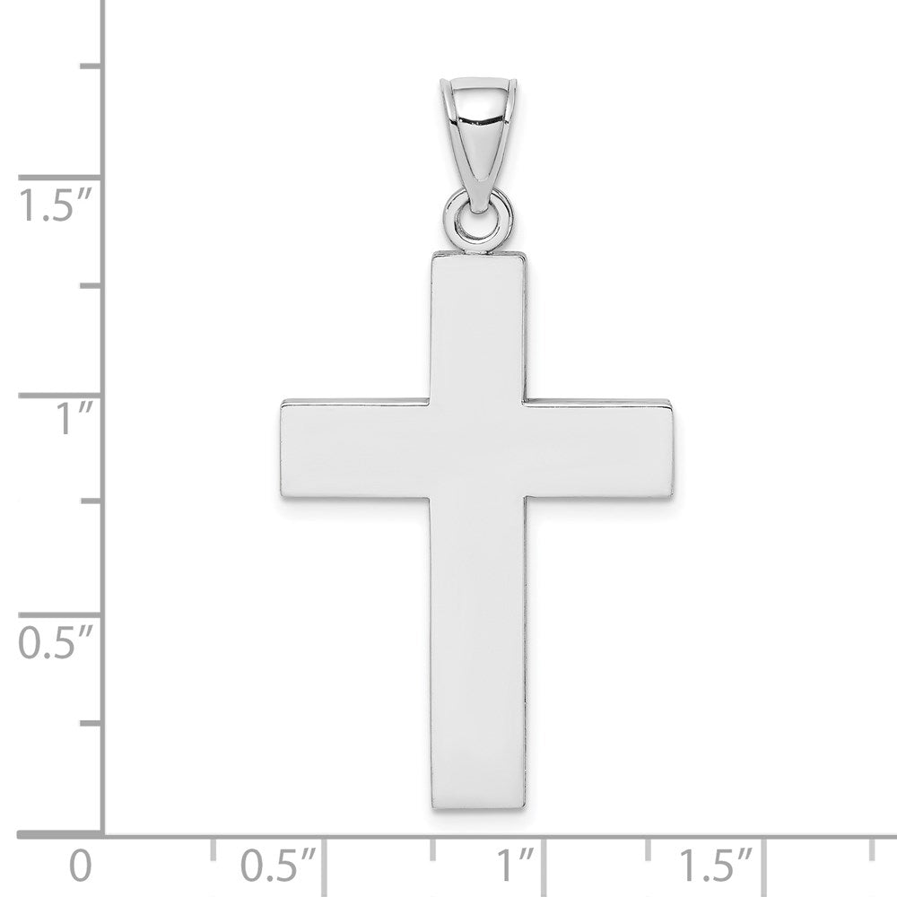14K Weißgold Großer Block-Kreuz-Charm mit offener Rückseite