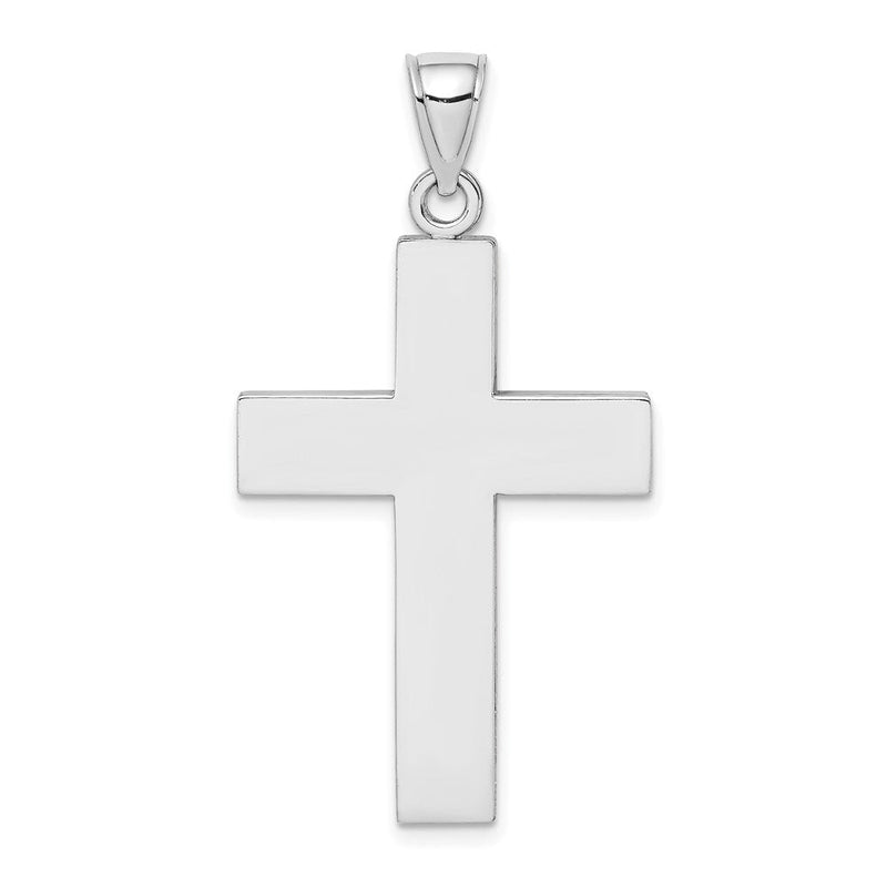 14K Weißgold Großer Block-Kreuz-Charm mit offener Rückseite