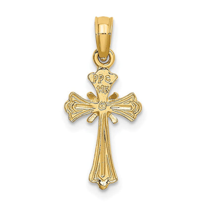14K Gelbgold Graviert Klein Kreuz mit X Mittig Charm