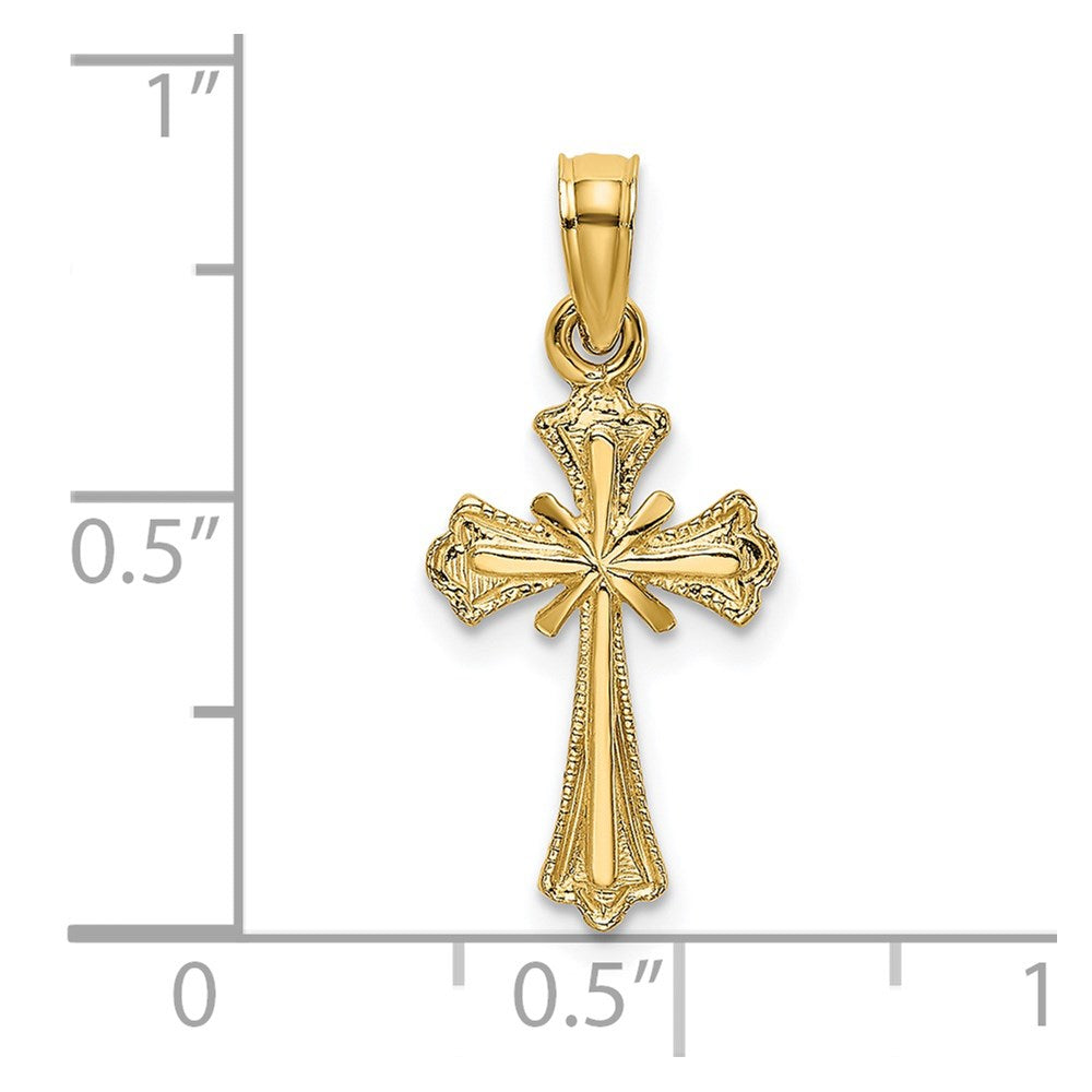 14K Gelbgold Graviert Klein Kreuz mit X Mittig Charm