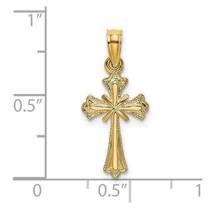 14K Gelbgold Graviert Klein Kreuz mit X Mittig Charm