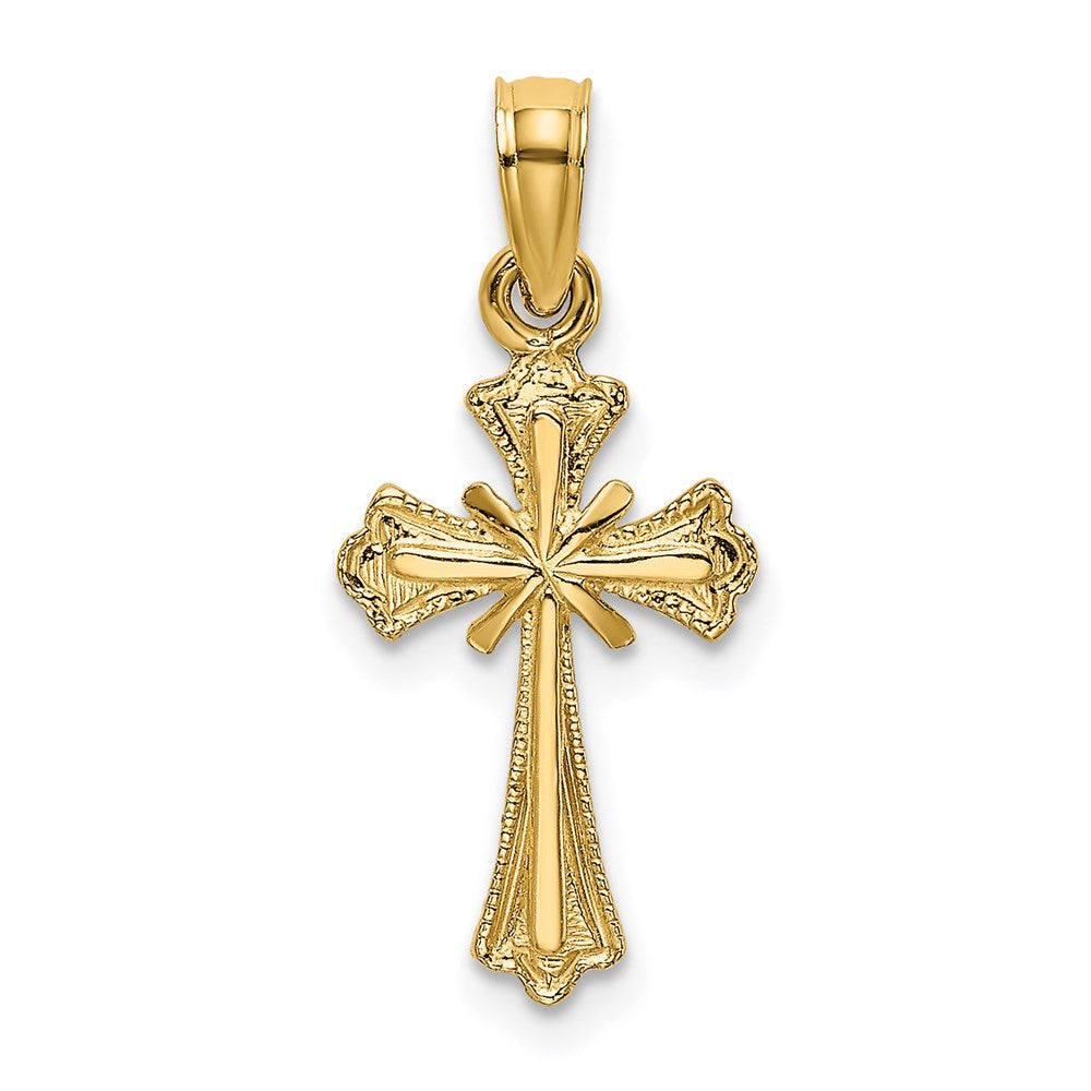 14K Gelbgold Graviert Klein Kreuz mit X Mittig Charm