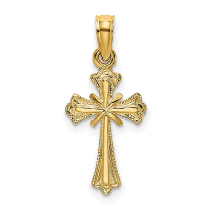 14K Gelbgold Graviert Klein Kreuz mit X Mittig Charm