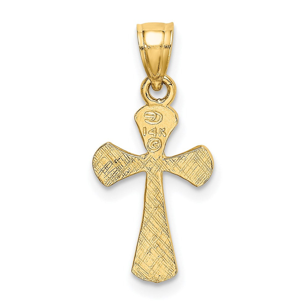 14K Gelbgold Massiv Strukturiert Kreuz Charm