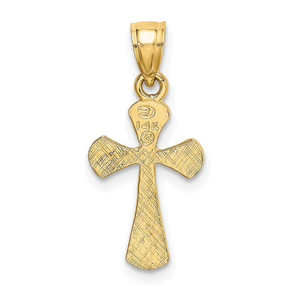 14K Gelbgold Massiv Strukturiert Kreuz Charm