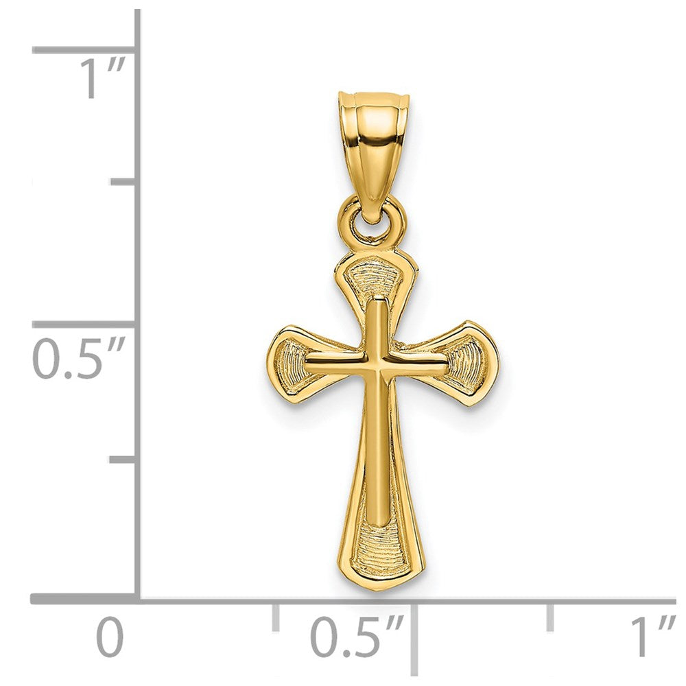 14K Gelbgold Massiv Strukturiert Kreuz Charm