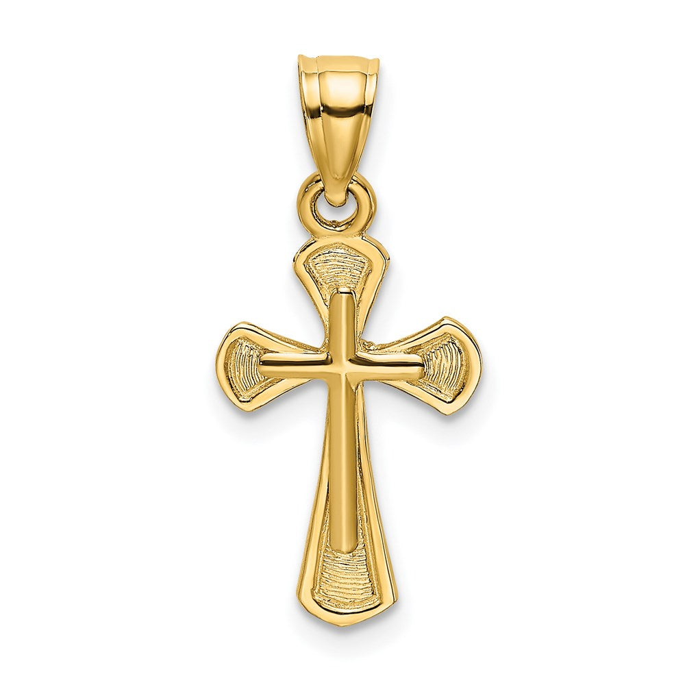 14K Gelbgold Massiv Strukturiert Kreuz Charm