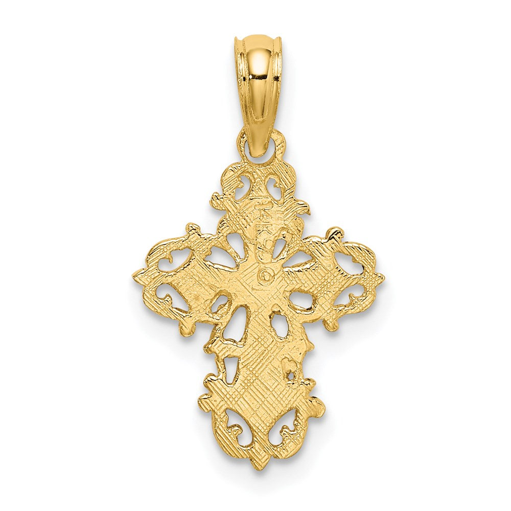 14K Gelbgold Ausgeschnitten Delicate Kreuz Charm