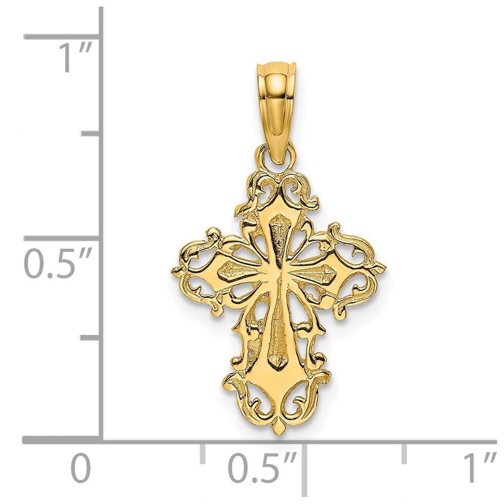 14K Gelbgold Ausgeschnitten Delicate Kreuz Charm