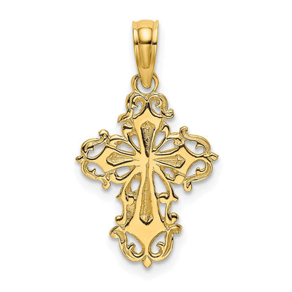 14K Gelbgold Ausgeschnitten Delicate Kreuz Charm