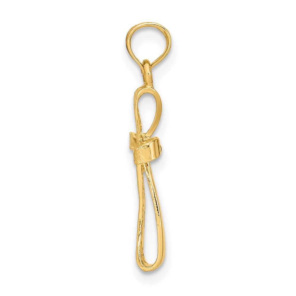 14K Gelbgold 3-d Graviert Poliert Gedreht Kreuz Charm